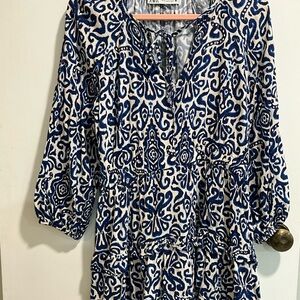Zara Navy and White Abstract dress